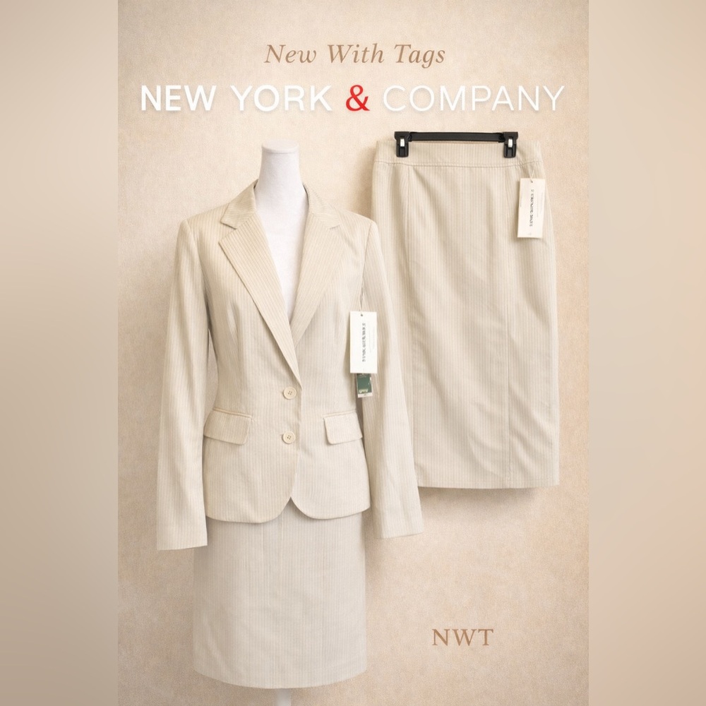 New York & Company Cream Blazer size 8 and Skirt size 4 Set